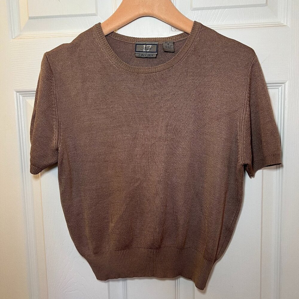 Vintage Silk Knit Top in Taupe